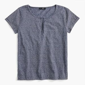 navy pinstripe Tee small NWT split-neck style